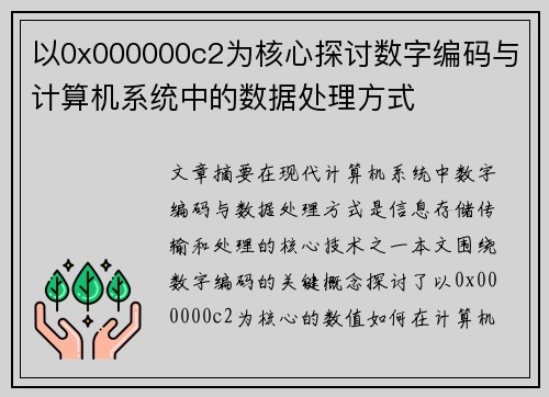以0x000000c2为核心探讨数字编码与计算机系统中的数据处理方式